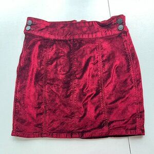 Free People Retro Velvet Mini Skirt, Back Zipper, Holiday Party Feminine,Size 27